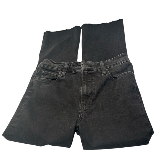 PAIGE Claidine High Rise Crop Distressed Raw Hem Black Denim Jeans Sz 28 - Picture 6 of 15